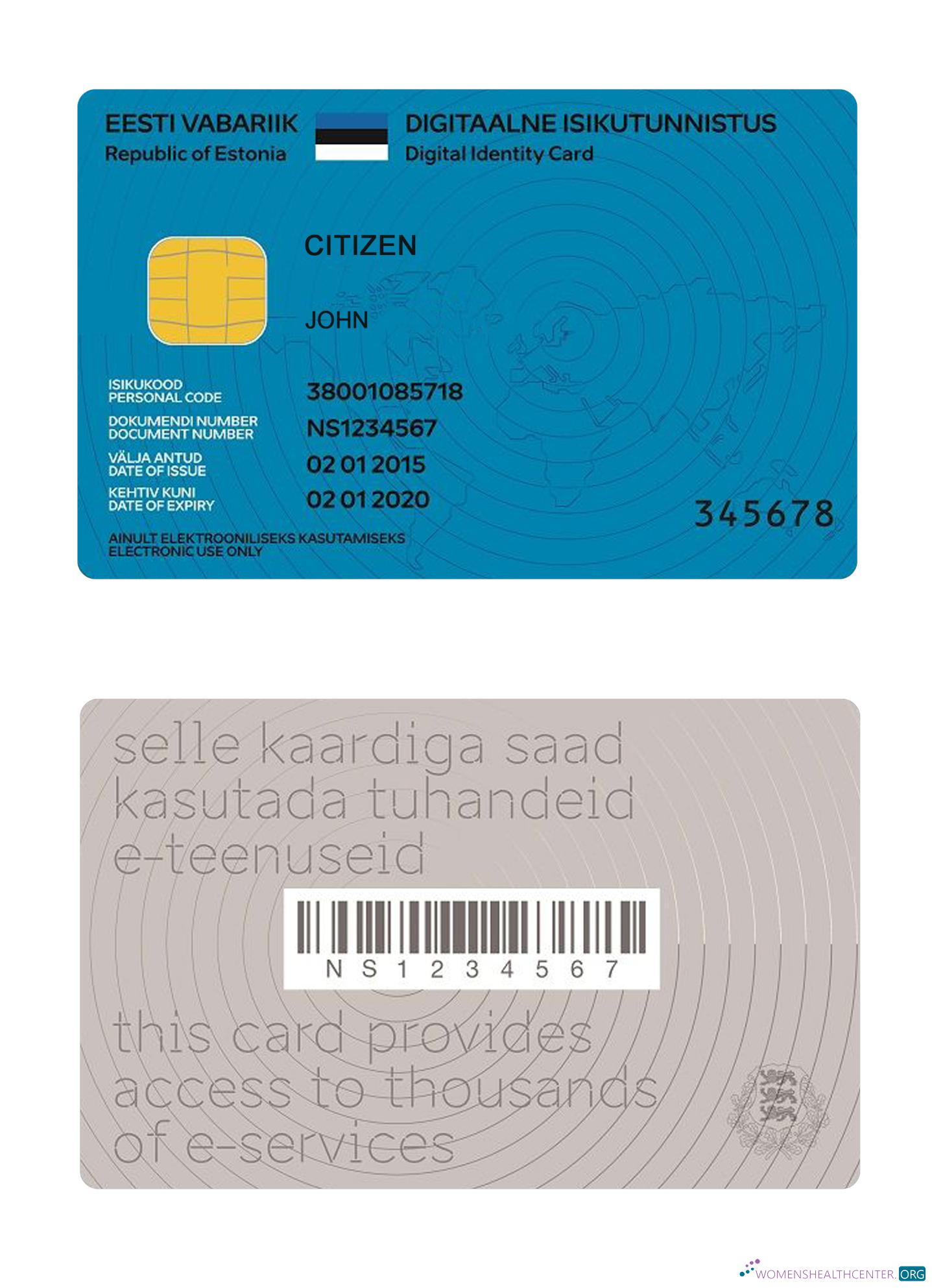 Download Estonia digital ID card 2018 present Photoshop template